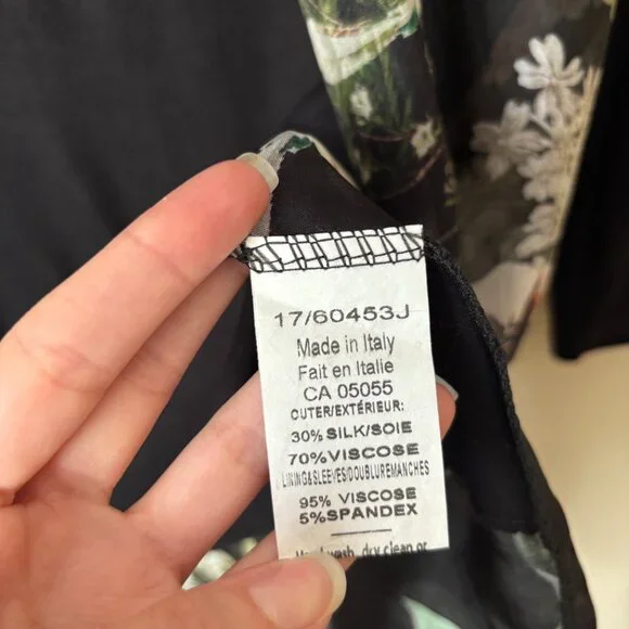 M Made in Italy Silk Floral Sheer Longline Open Front Lightweight Cardigan - Picture 8 of 13